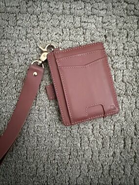 Leather Card Holder Lanyard - Mauve